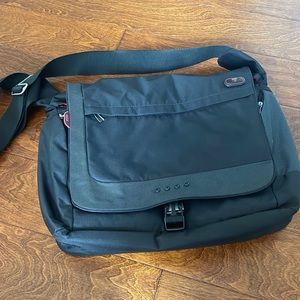 Tumi black nylon messenger bag